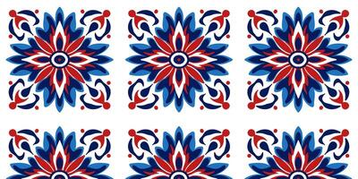 Seamless pattern of geometric texture ornament in red - blue tones vector