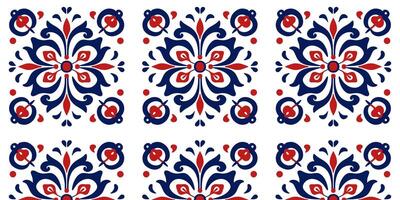 Seamless pattern of square texture ornament in red - blue tones vector