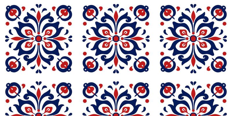 Seamless pattern of square texture ornament in red - blue tones
