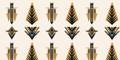 The seamless pattern of yellow - green ethnic geometric texture vector