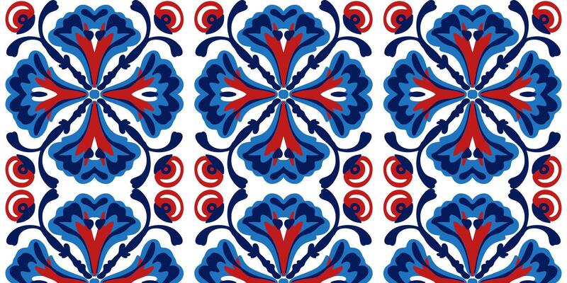 Seamless pattern of vertical texture ornament in red - blue tones