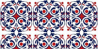 Seamless pattern of oriental texture ornament in red - blue tones vector