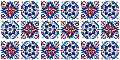 Seamless pattern of rhombus - round texture ornament stylized in red - blue tones vector