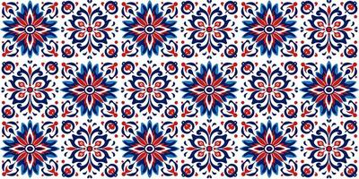 Seamless pattern of texture ornament stylized in red - blue tones vector