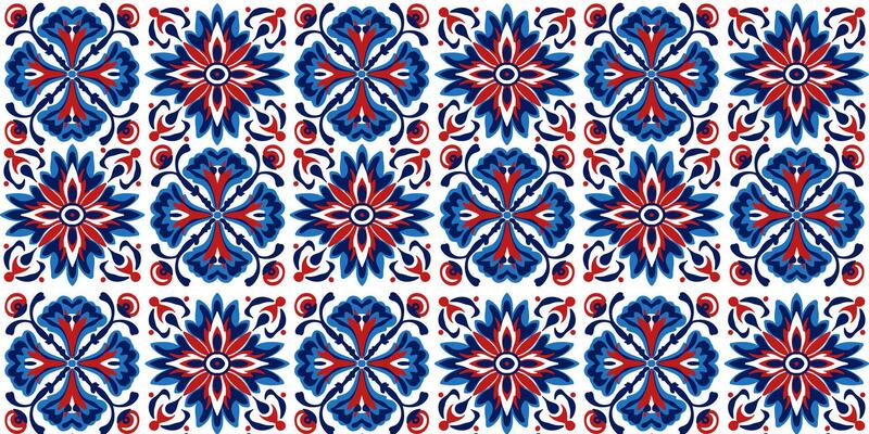 Seamless pattern of Asterisk - rhombus texture ornament stylized in red - blue tones