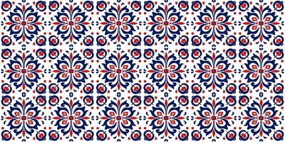 Seamless pattern of flowers texture ornament design in red - blue tones vector