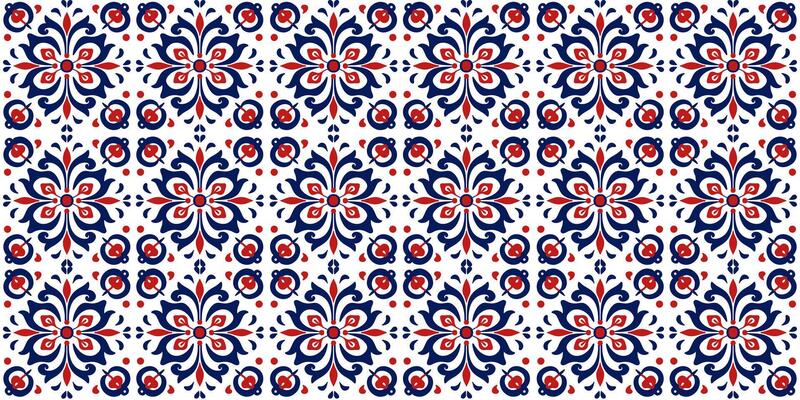 Seamless pattern of flowers texture ornament design in red - blue tones