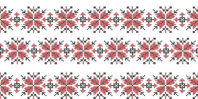 Seamless pattern with traditional Ukrainian ornament in red and black color vector