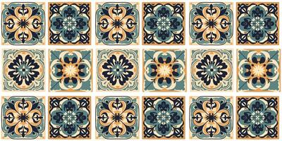 Seamless pattern with Portuguese abstract, hand-drawn tiles. vector
