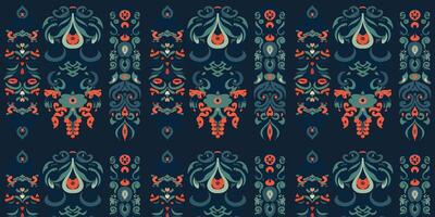 Beautiful decorative floral texture seamless pattern. print on blue background in retro style. vector
