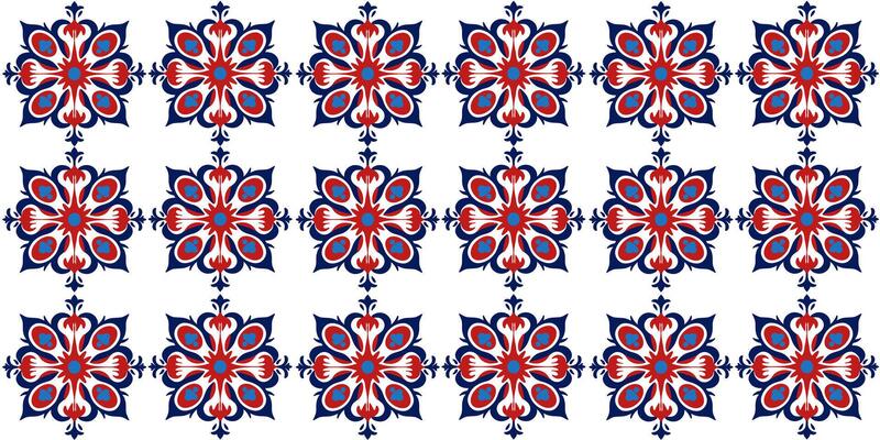 Pattern with ceramic tiles in Turkish design. Seamless and colorful Azulejo tiles. Portuguese and Spanish decor. Islamic, Arabic,