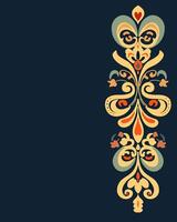 Postcard, banner with oriental golden traditional ethno elements on a blue background, place for text, copy space vector