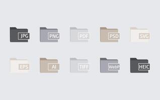 Minimal Folder Icons with File Format Labels, JPG, , , PDF, AI, and More vector