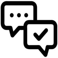 Chat Bubbles with Check Mark and Dots Communication Icon, Message Confirmation vector