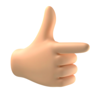 Cartoon hand pointing right on transparent background 3D render png