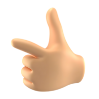 Cartoon hand pointing with index finger and thumb on transparent background png