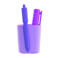 3D render of pens in a holder on transparent background png