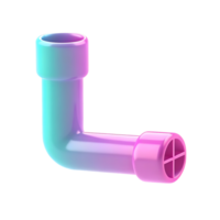 Colorful pipe fitting 3D render on transparent background png