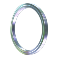 Metallic ring with iridescent sheen 3D render on transparent background png