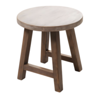 Round Wooden Stool with Rustic Look on transparent Background png