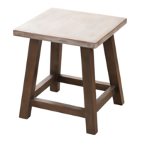 Square Top Wooden Stool Studio Shot on transparent Background png