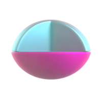 3D render of two sphere halves on transparent background png