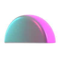 3D abstract half sphere with gradient colors on transparent background png