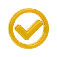 Gold check mark in circle representing success on transparent background png