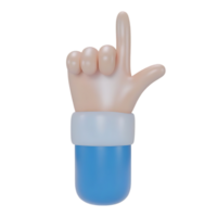 3D cartoon hand pointing upward with index finger on transparent background png