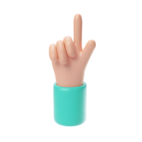 Cartoon hand showing index finger pointing up on transparent background png
