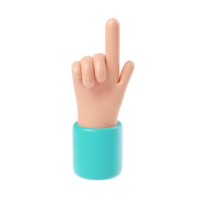Cartoon hand with index finger pointing up on transparent background png