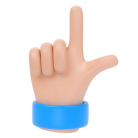 Cartoon hand with extended index finger pointing up on transparent background png