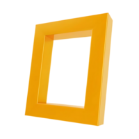 Golden rectangular frame abstract 3D render on transparent background png