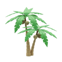 Stylized palm trees with coconuts on transparent background tropical design png