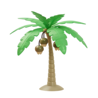 Stylized 3D palm tree with coconuts on transparent background png