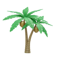 Cartoon palm tree with coconuts 3D render on transparent background png