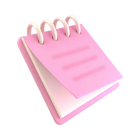 Pink notepad with spiral binding on transparent background png