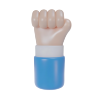 Clenched fist cartoon hand symbolizing strength and unity on transparent background png