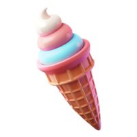 Stylized Ice Cream Cone with Chocolate Drizzle on transparent Background png