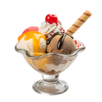 Ice Cream Sundae with Wafer Stick and Toppings on transparent Background png