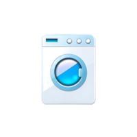 Front Loading Washing Machine Illustration in White and Blue on transparent Background png