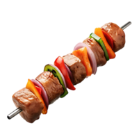 Beef Shish Kebab with Vegetables on Skewer Isolated on transparent Background png