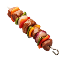 Grilled Skewer with Meat and Vegetables on transparent Background png