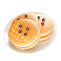 Golden Pancakes with Blueberries on Serving Plate png