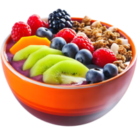 Acai Bowl with Berries Granola and Kiwi Topping png