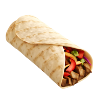 Grilled Chicken Burrito with Fresh Vegetables Inside png