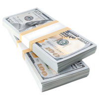 Stacks of One Hundred Dollar Bills in Two Piles png