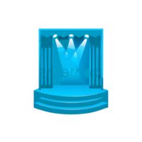 Blue Stage with Spotlights and Abstract Curtains png