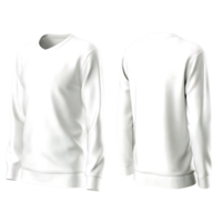White V Neck Sweater Mockup Long Sleeve Front and Back png