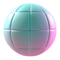 Pastel Sphere with Grid Pattern Abstract 3D Design png